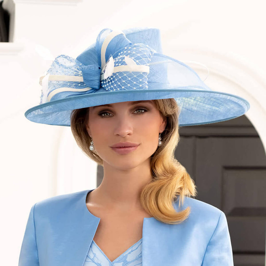 Ispirato ISE100 Atlantis Blue & Cream Hat (2) - Fab Frocks