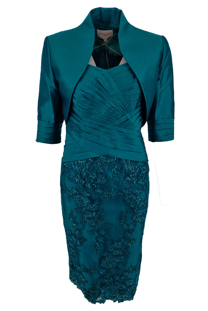 John Charles 26722A Sapphire Blue Dress & Bolero - Fab Frocks Boutique