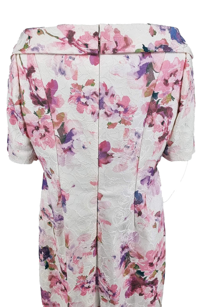 John Charles 26864 Pink Gardenia Floral Print Occasion Dress - Fab Frocks Boutique