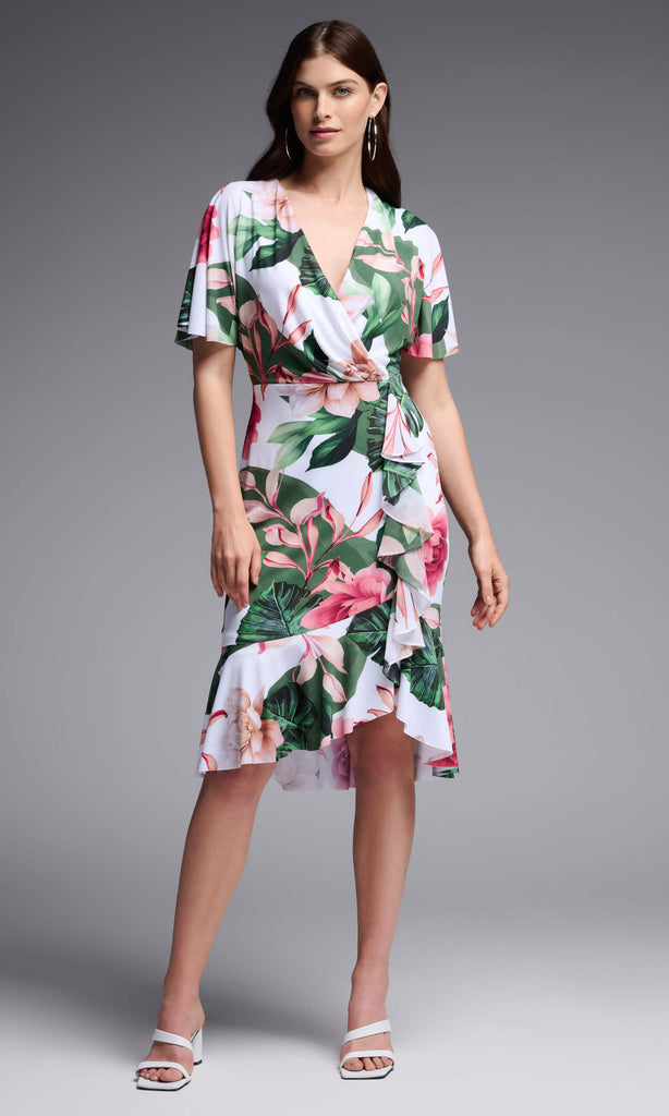 Joseph Ribkoff 231722 Vanilla Green Floral Print Occasion Dress - Fab Frocks
