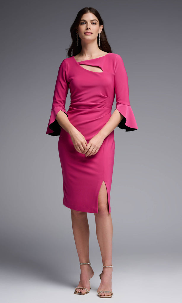 Joseph Ribkoff 231740 Hibiscus Pink Bell Sleeve Occasion Dress - Fab Frocks Boutique