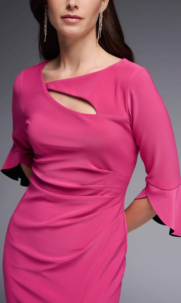 Joseph Ribkoff 231740 Hibiscus Pink Bell Sleeve Occasion Dress - Fab Frocks Boutique
