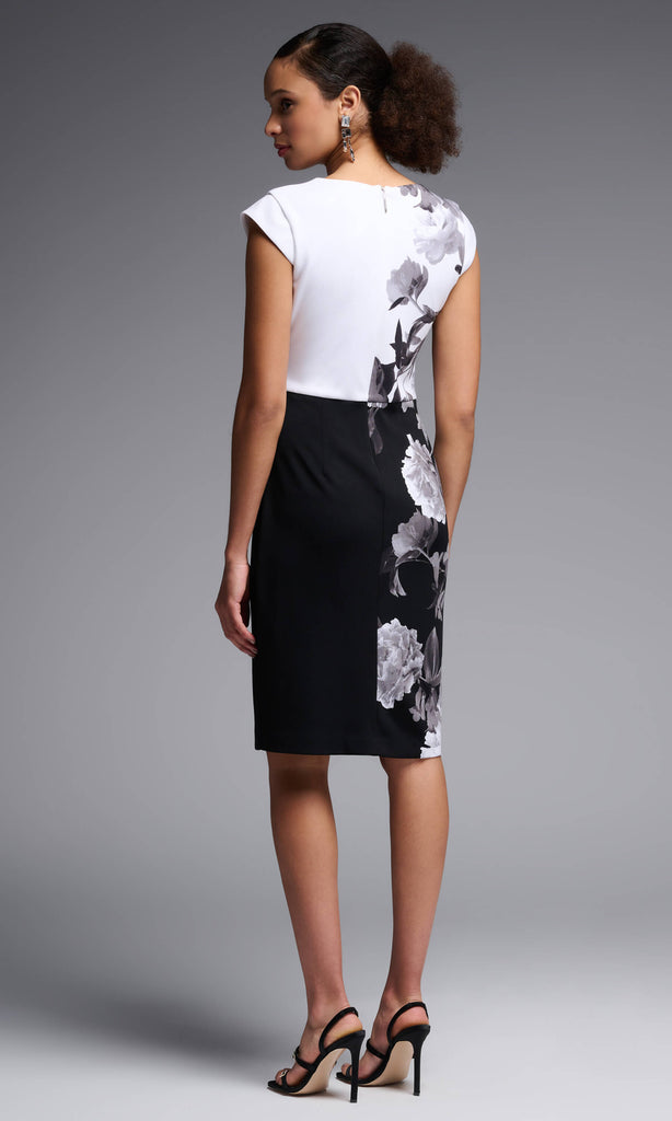Joseph Ribkoff 231752 Black White Floral Print Occasion Dress - Fab Frocks Boutique