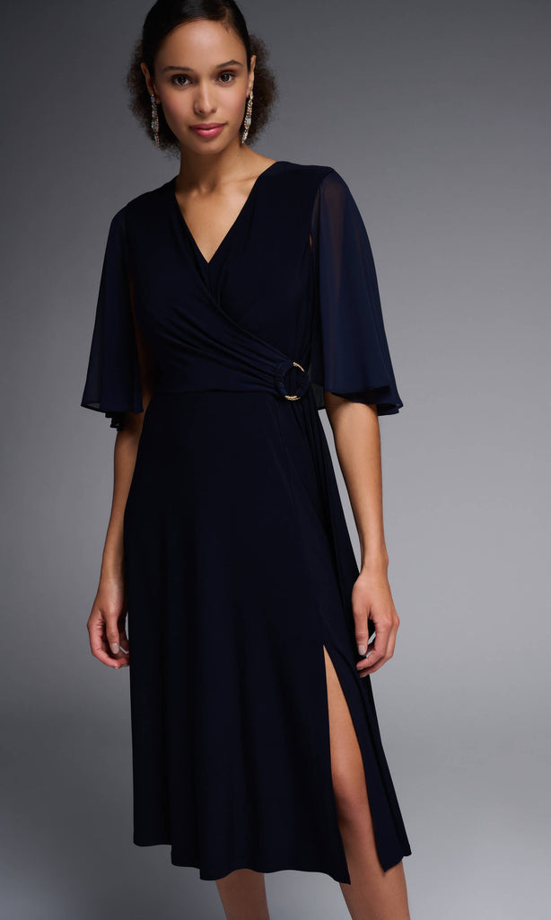 Joseph Ribkoff 231757 Navy Blue Occasion Dress With Sleeves - Fab Frocks