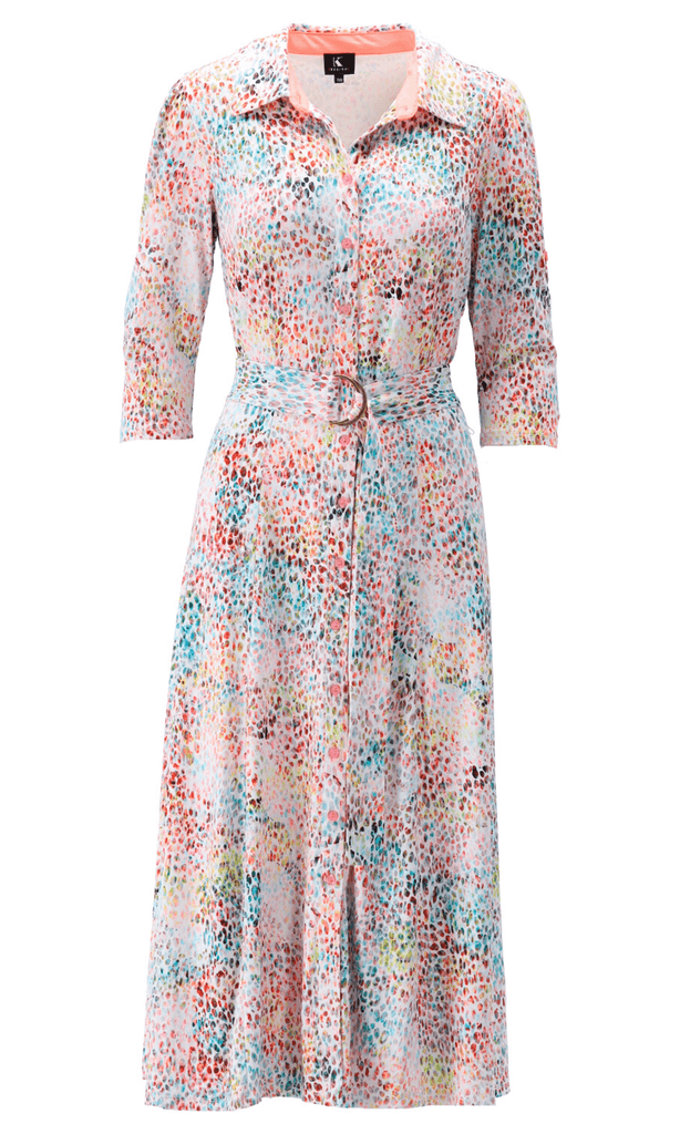 K-Design U838 Flourescent Multi Leopard Print Shirt Dress With Belt - Fab Frocks