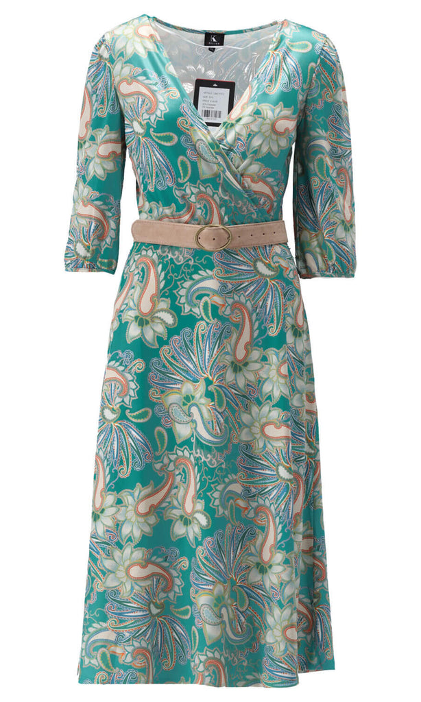 K-Design U847 Sea Green Paisley Print Dress - Fab Frocks