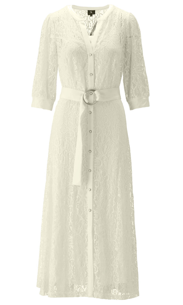 K-Design U950 Ivory Lace Shirt Style Dress With Slip - Fab Frocks
