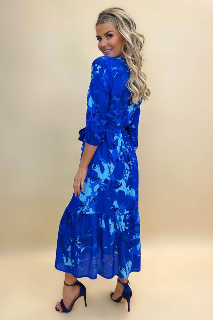 Kate & Pippa Boho Blue Print Midi Dress - Fab Frocks Boutique