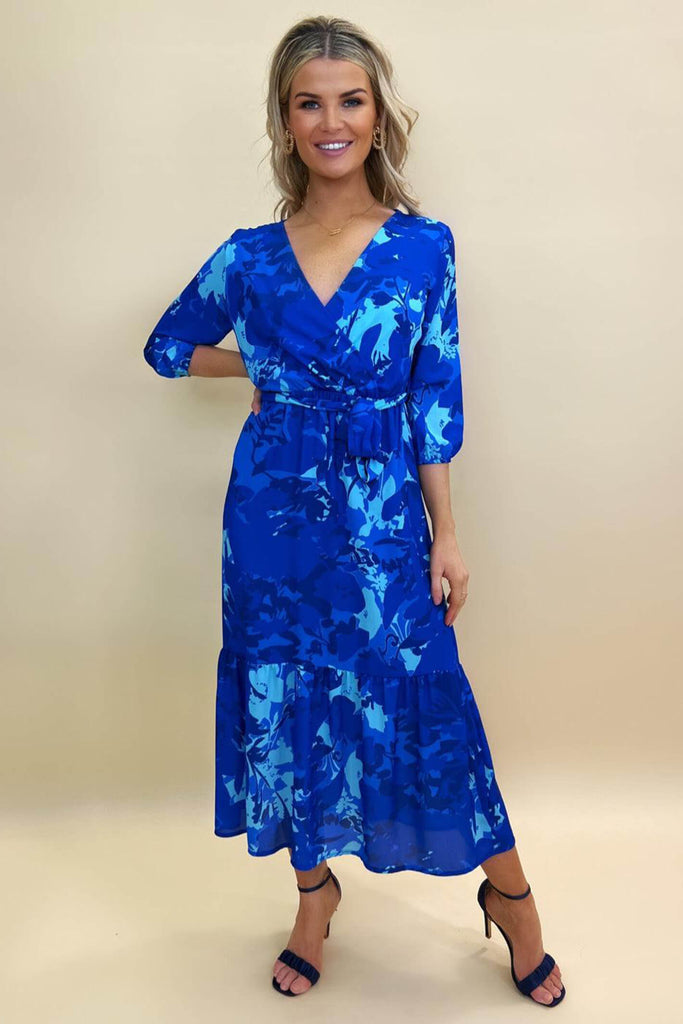 Kate & Pippa Boho Blue Print Midi Dress - Fab Frocks Boutique