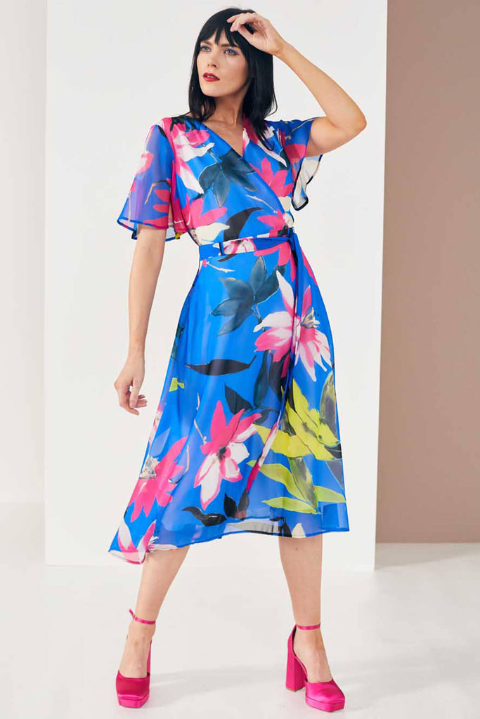 Kate Cooper KCS23140 Royal Blue Floral Print Occasion Dress - Fab Frocks Boutique