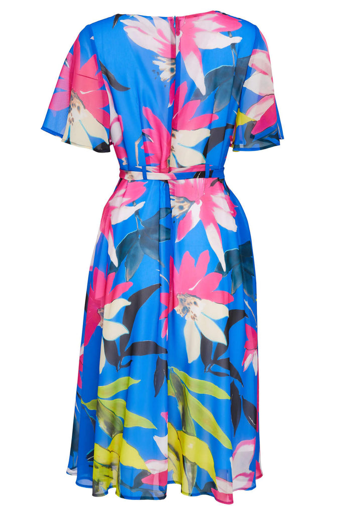 Kate Cooper KCS23140 Royal Blue Floral Print Occasion Dress - Fab Frocks Boutique