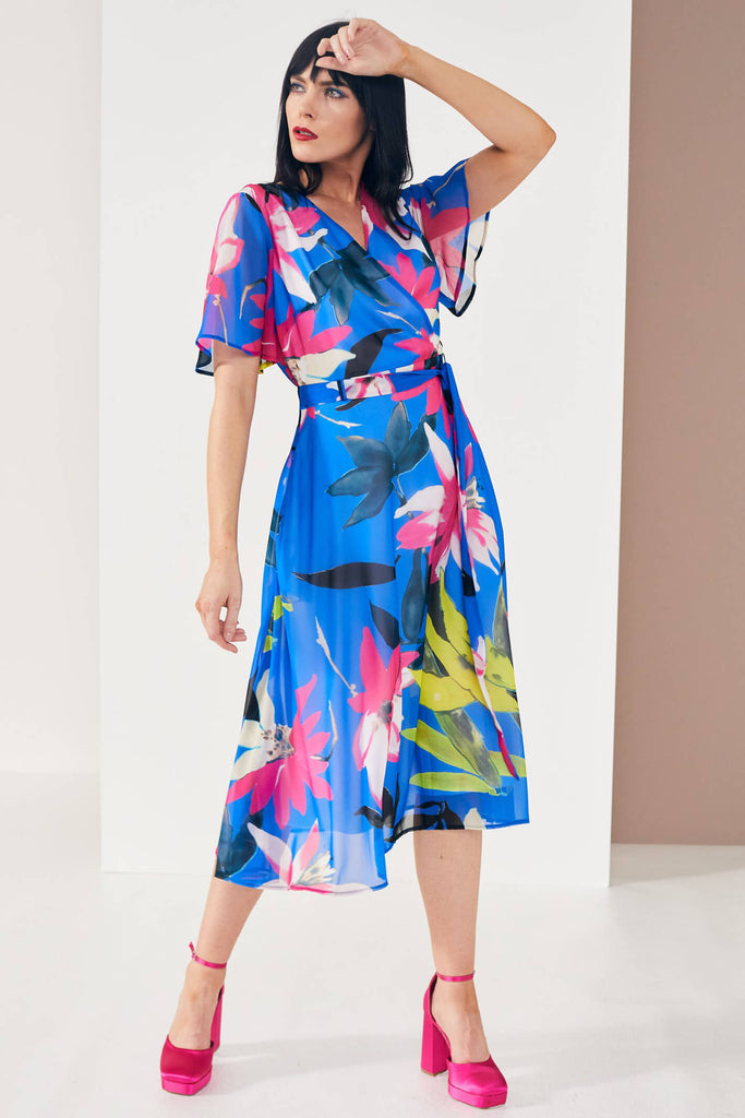 Kate Cooper KCS23140 Royal Blue Floral Print Occasion Dress - Fab Frocks Boutique