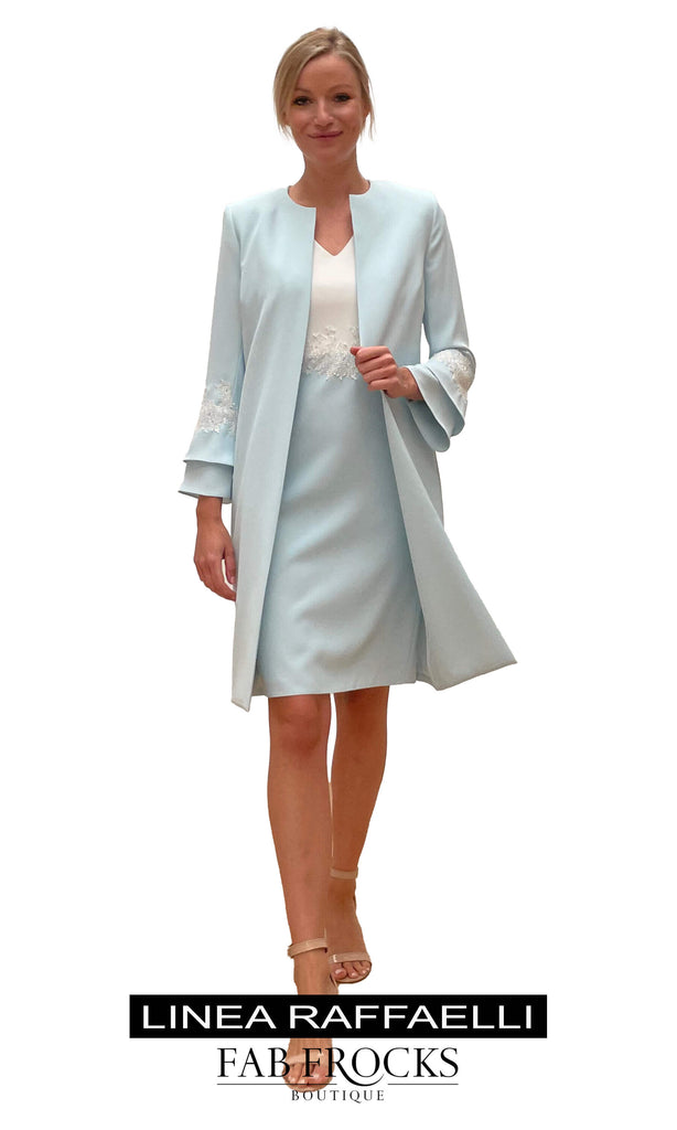 Linea Raffaelli Set 51 221-253-03 221-294-01 Aqua Coat & Dress - Fab Frocks