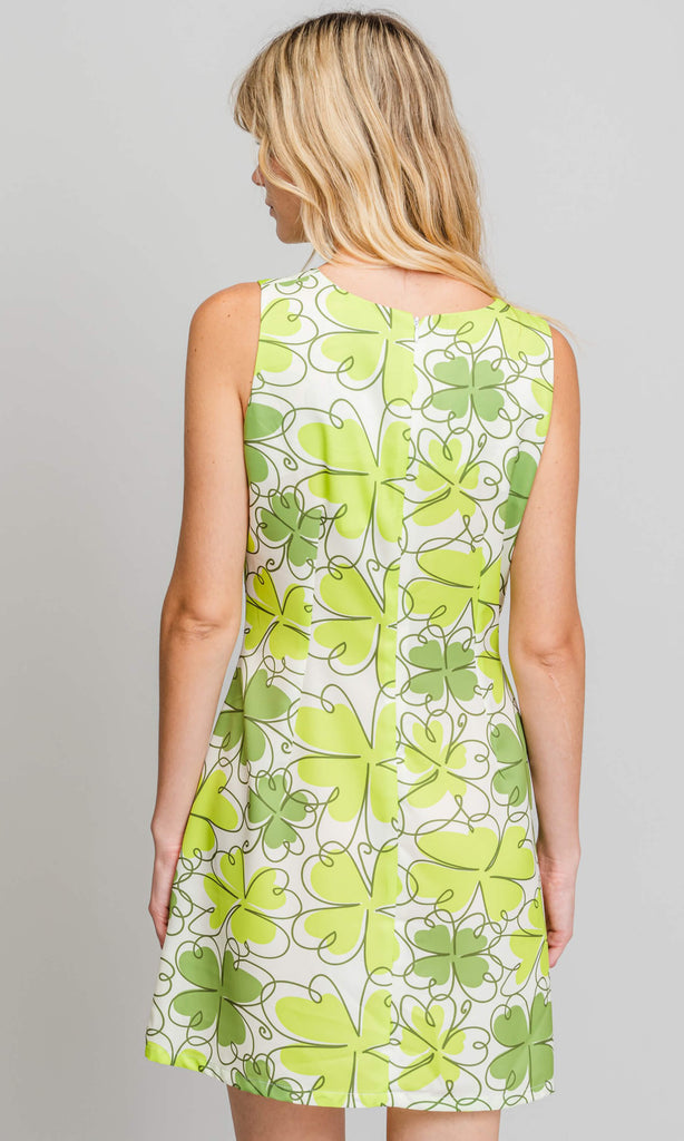 Missing Johnny Kumamo Green Flower Print Short Day Dress - Fab Frocks