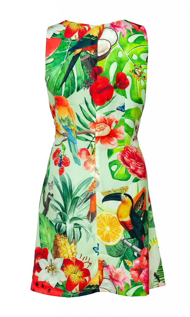 Missing Johnny Kushiro Tropical Print Short Day Dress - Fab Frocks