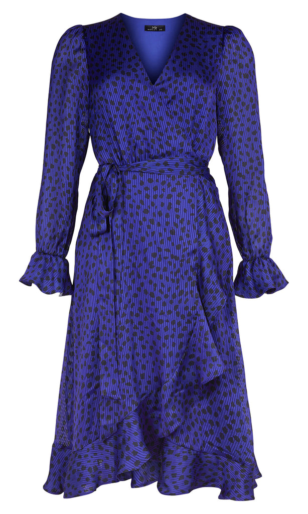 Molly Jo 7845-71142 Purple Polka Dot Wrap Dress With Sleeves - Fab Frocks