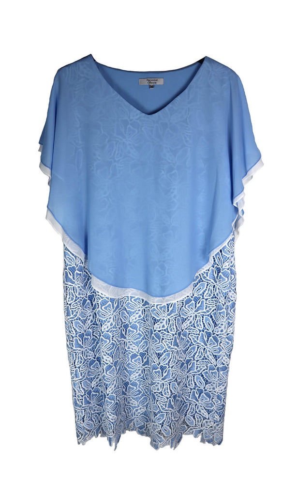 PCS19160 Sky Blue Personal Choice Guipure Lace Dress - Fab Frocks