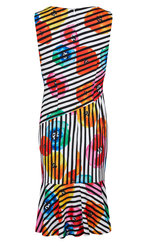 Tia 78488-7702 White Multi Print Sleeveless Day Dress - Fab Frocks