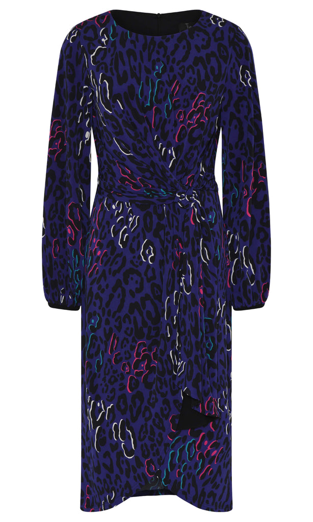 Tia London 78290 Purple Animal Print Dress With Sleeves - Fab Frocks