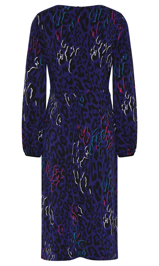 Tia London 78290 Purple Animal Print Dress With Sleeves - Fab Frocks