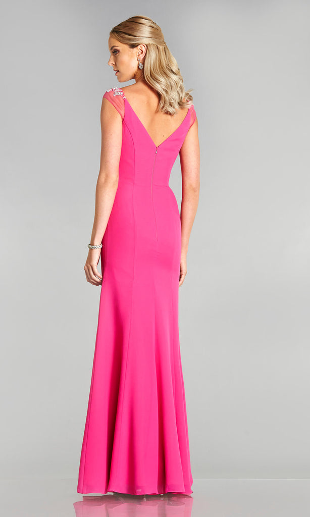 Parker* Hot Pink Tiffanys Evening Prom Dress Net Shoulder - Fab Frocks