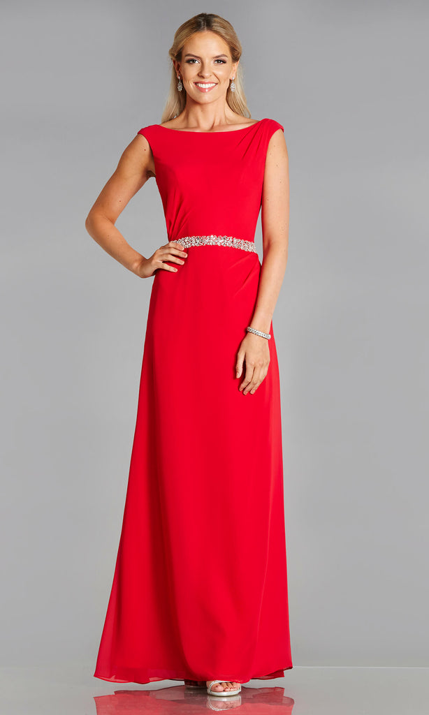 Tiffanys Sigourney Red Long Evening Dress - Fab Frocks