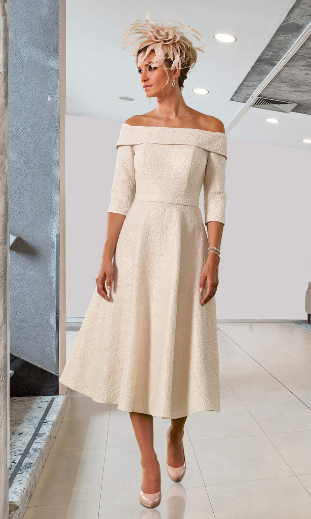 Veromia Occasions VO7716 Almond Cream A-Line Occasion Dress - Fab Frocks