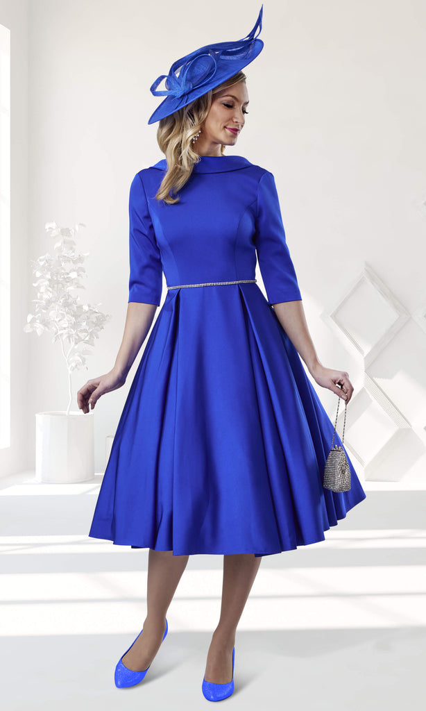 Veromia Occasions VO8136 Cobalt Blue A-Line Occasion Dress - Fab Frocks